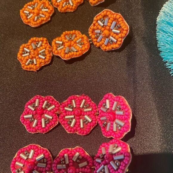 14 Pairs of fun pierced earrings- multicolor. Sold as a bundle. - Picture 3 of 14